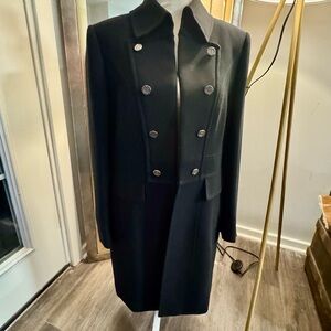 Elegant Black Double-Breasted Tahari Pea Coat•Size 14
